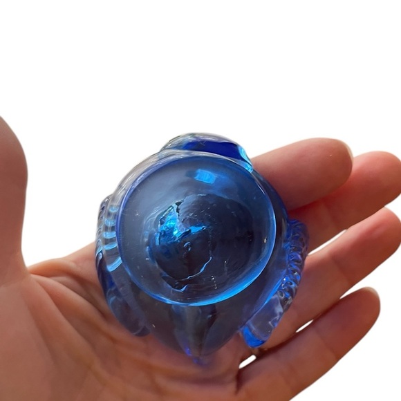 Vintage Murano? Blue And Clear Glass Bird Figurine Ring Holder - Picture 3 of 4